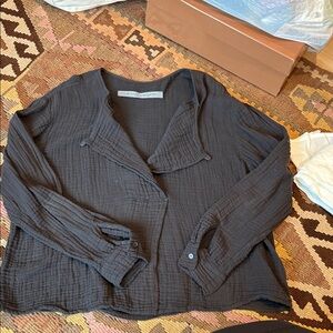 Raquel Allegra Black Textured Blouse